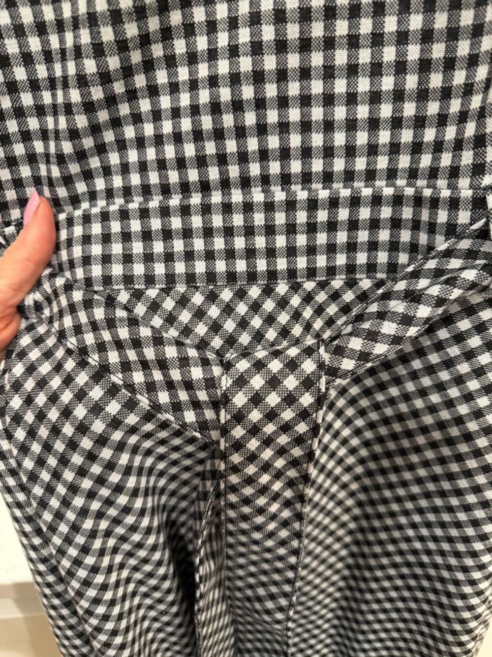 Calvin Klein Black and White Gingham Midi Dress with Waist Tie - Picture 5 of 9